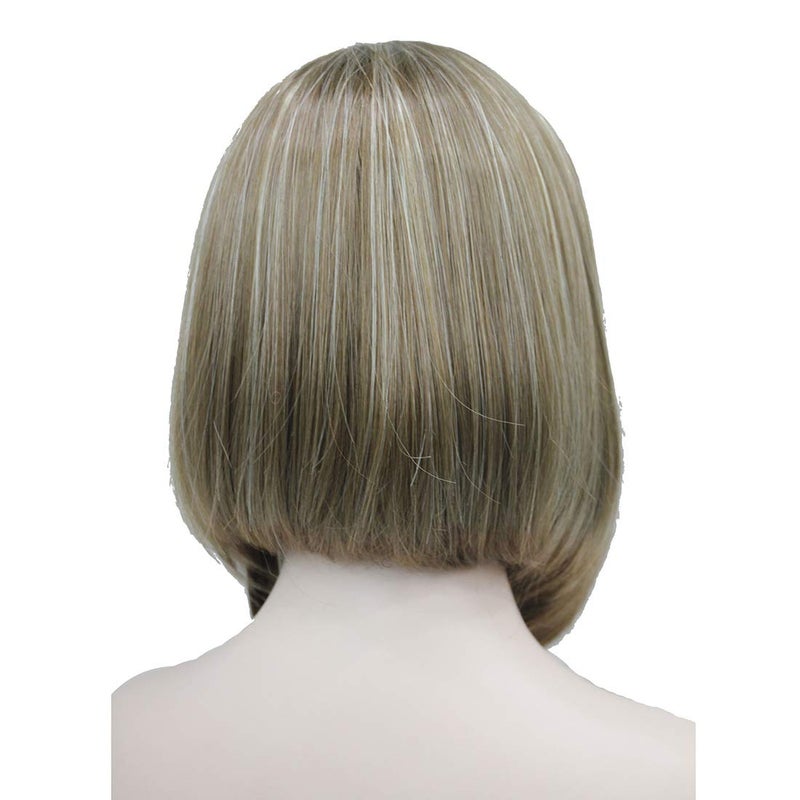 Lydell Short Straight Bob Headband Wig 3/4 wig short half Synthetic hair wig (12TT26 Brown with Highlights) - Image 3